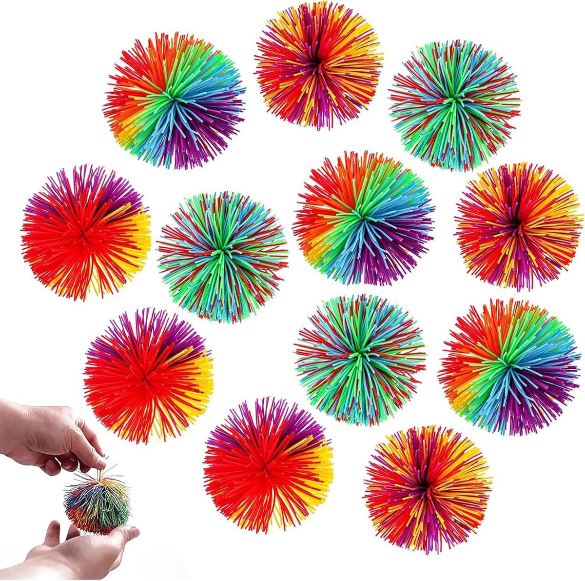 Kleine Bal Set - 12 Stuks Stressballen voor Kinderen - Geborsteld en Kleurrijk - Autisme Speelgoed