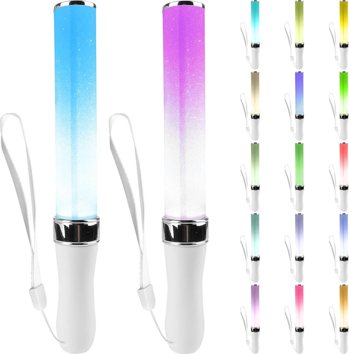 Ledlichtstaven - 2 stuks - 24 kleuren - 3 W - Feestlichtstaaf 25 cm - Multicolor led-lichtstaaf .