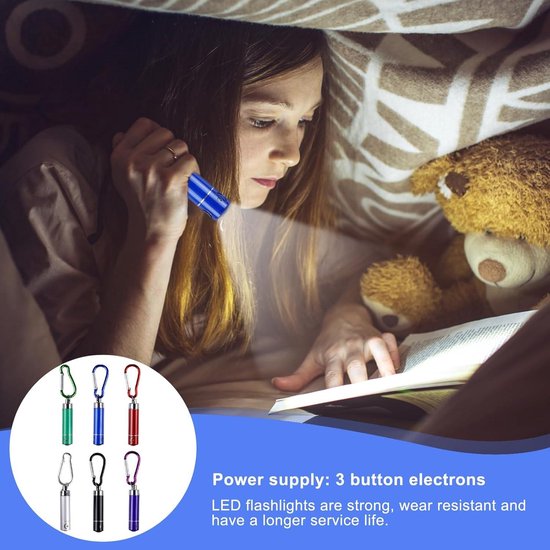 14 stuks mini-zaklampjes, sleutelhangers, led-sleutelhanger, zaklamp, aluminium, klein, handlamp/zaklamp voor kinderen, voor outdoor, camping, fietsen, kinderverjaardag, energieklasse A