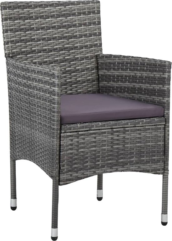 vidaXL Tuinstoelen 2 st poly rattan zwart, eetkamerstoel, tuin stoel, loungestoel tuin, tuinstoel, terrasstoel, loungestoel, lounge stoel buiten