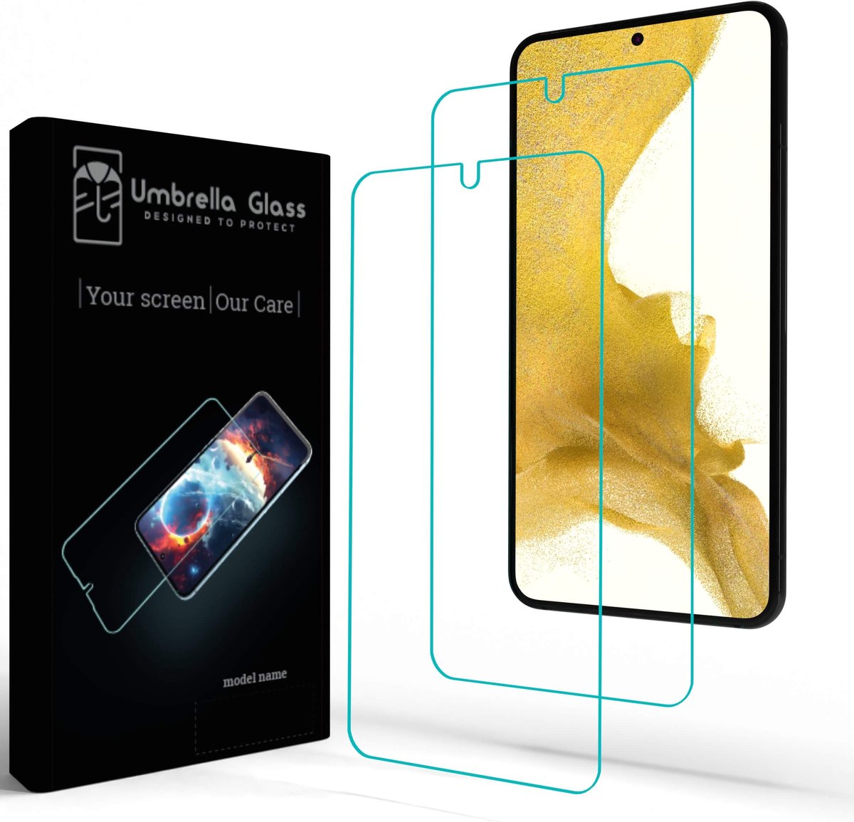 Umbrella Glass Screenprotector - Geschikt voor Samsung Galaxy S22 Plus - A+ Glass clear 0,33mm - 2.5D - 9H