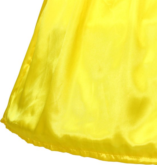 Gele glanzende, wijde rok van een prinsessenjurk.