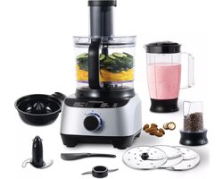 Keukenmachine - Alles in 1 keukenmachine - Multifunctionele keukenmachine - 11 in 1 - Blender - Citruspers - Kneden - Hakken - Malen - Mixen - 1300W - Zilvergrijs
