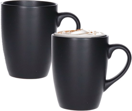 Tasse à café - 6x - noir - 340 ml - tasse à thé - mugs - céramique