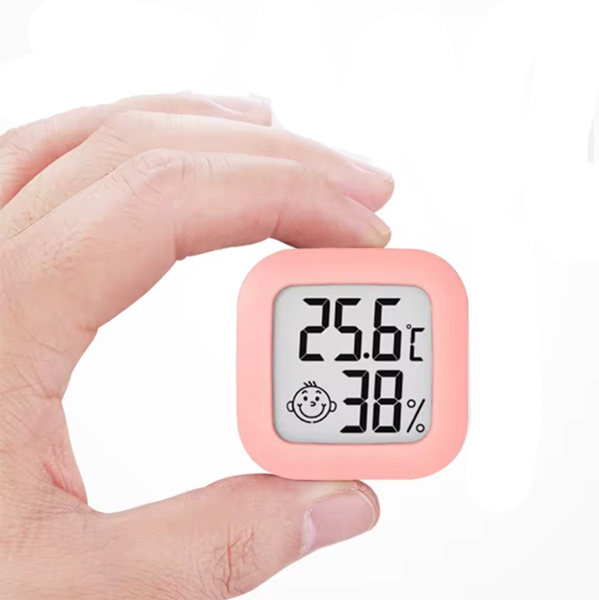 CHPN - Thermometer - Hygrometer - Weerstation - Luchtvochtigheidsmeter - Kleine Thermometer voor Binnen - Zelfklevend - Roze - 4CM
