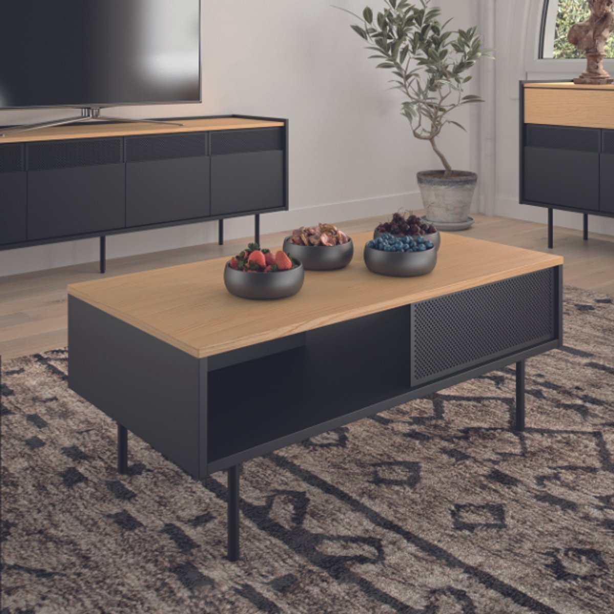 Salontafel Renée 100 Cm - Eik/zwart