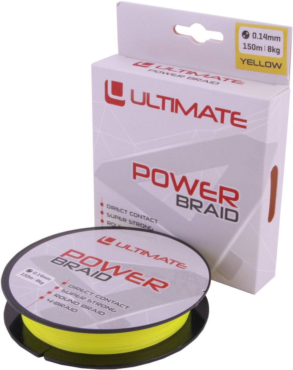Ultimate Power Braid 0.25mm 16kg 150m Yellow | Gevlochten lijn