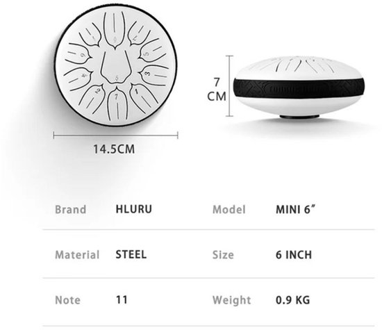 Nivard Handpan - Tongue Drum - Steel - Regen - Klankschaal - Zwart van Nivard — afbeelding 2