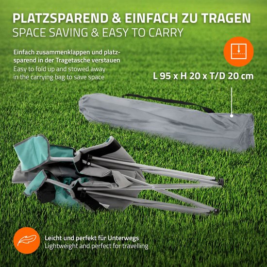 ECD Germany inklapbare campingstoel grijs-blauw visstoel met bekerhouder en draagtas