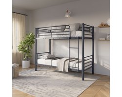 Stapelbed Becky Donkergrijs - Metaal - 90x200cm - Hoogte 162 cm