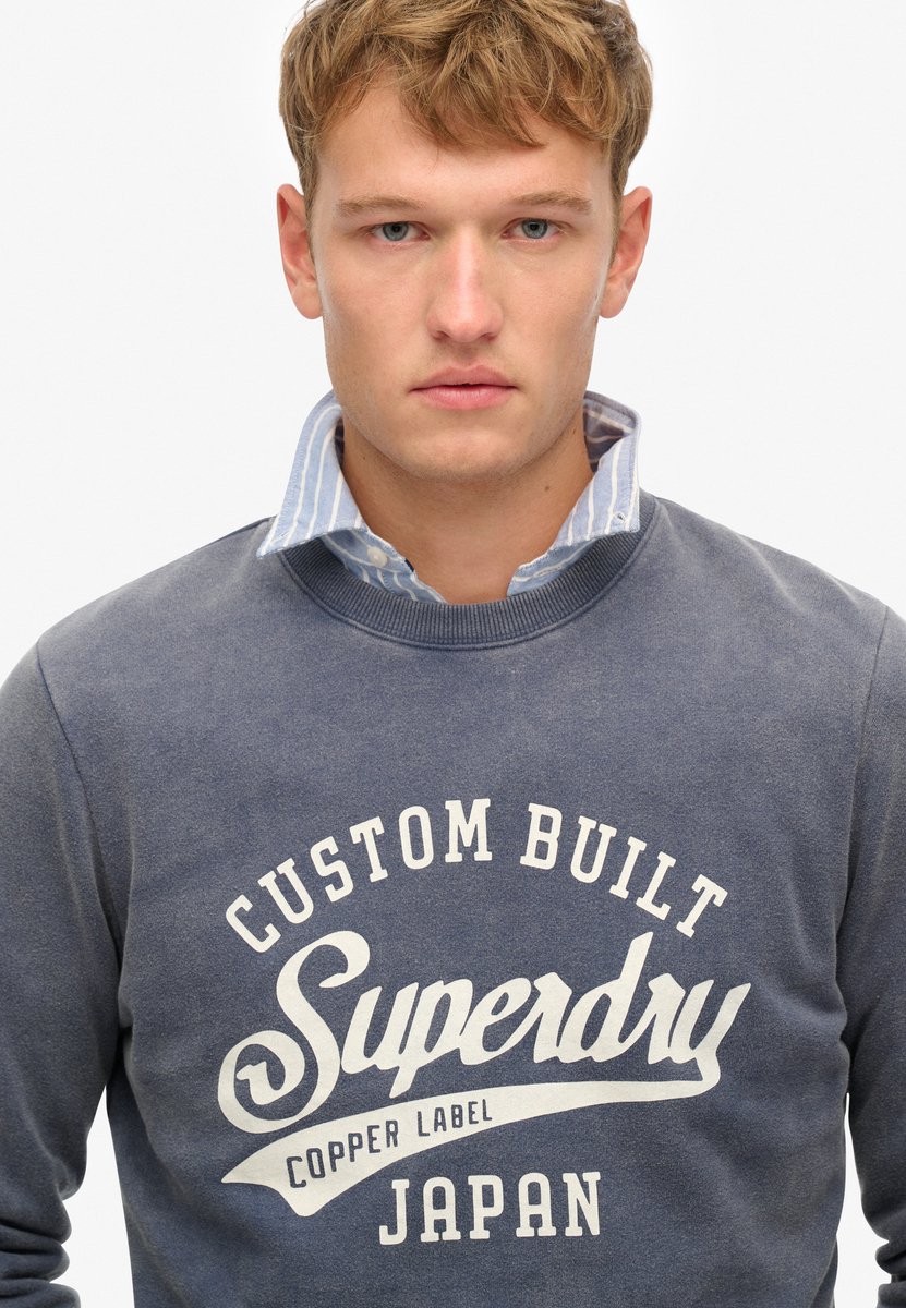 Superdry Vintage Wash Relaxed sweatshirt met ronde hals Heren Truien Marineblauw