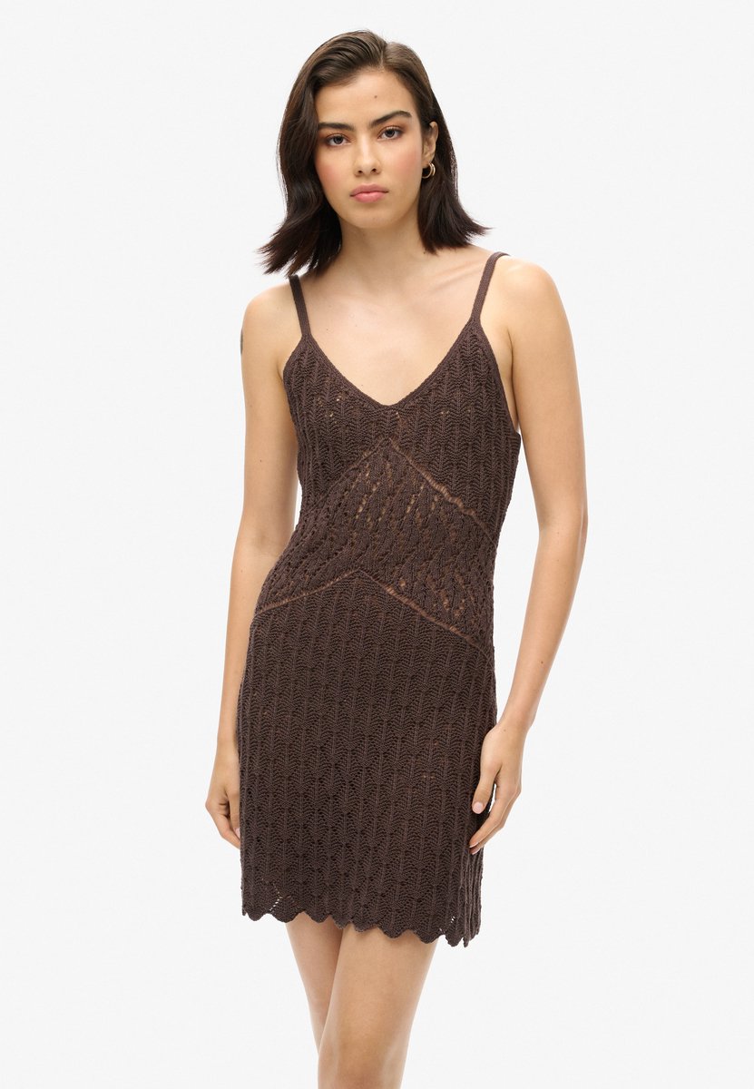 Superdry Gehaakte Cami mini-jurk Dames Jurken Bruin