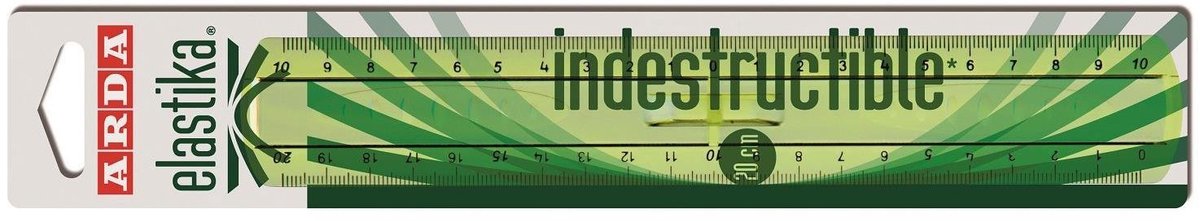 ARDA - elastika dubbel decimeter met greep - 20 cm - transparant groen