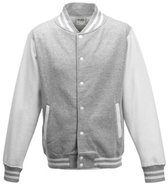 Just Hoods - Varsity Jacket - Heather Grey/White maat XL