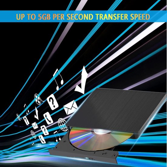 DVD Brander - DVD Brander Externe - USB 3.0 - DVD/CD/ROM Brander - Hoge Snelheid Gegevensoverdracht - Draagbare - Zwart — afbeelding 5