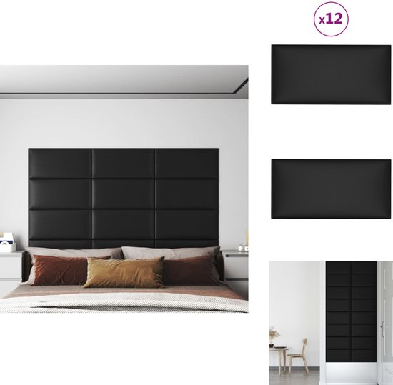 vidaXL Panneau mural - Panneaux muraux - Décoration murale - Panneaux muraux de décoration murale 12 pcs 2-16 m² 60x30 cm Faux cuir Noir