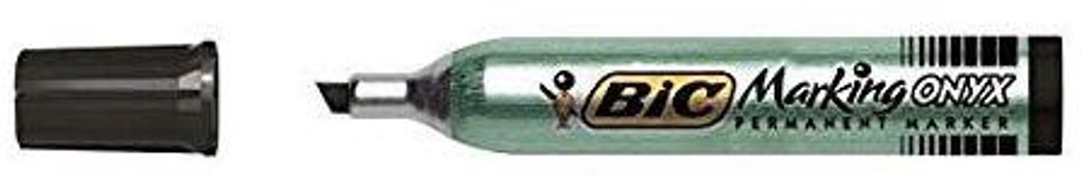 BIC Marking ONYX 1591 permanente marker Beitelvormige punt Zwart 12 stuk(s)