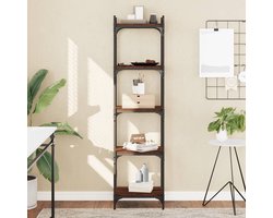 The Living Store Boekenkast 5-laags 40x30x154 cm bewerkt hout bruin eikenkleur - Boekenkast - Boekenplank - Houtskelet - Vintage Style - Bruine Kleuren