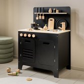 Petite Amélie Speelkeuken Hout Zwart - Kinderkeuken inc. 13 speelgoed keukenaccessoires - Moderne & Elegante kleur - Elke Dag een Culinaire Droom