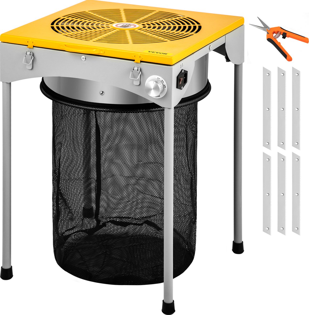 VEVOR 45,72 x 45,72 x 66,04 cm Tafelblad Trimmer , Bladknop Trimmer Hydrocultuur 3 Snelheden , met 6 Extra Mesjes , 60W , 304 Roestvrij Staal