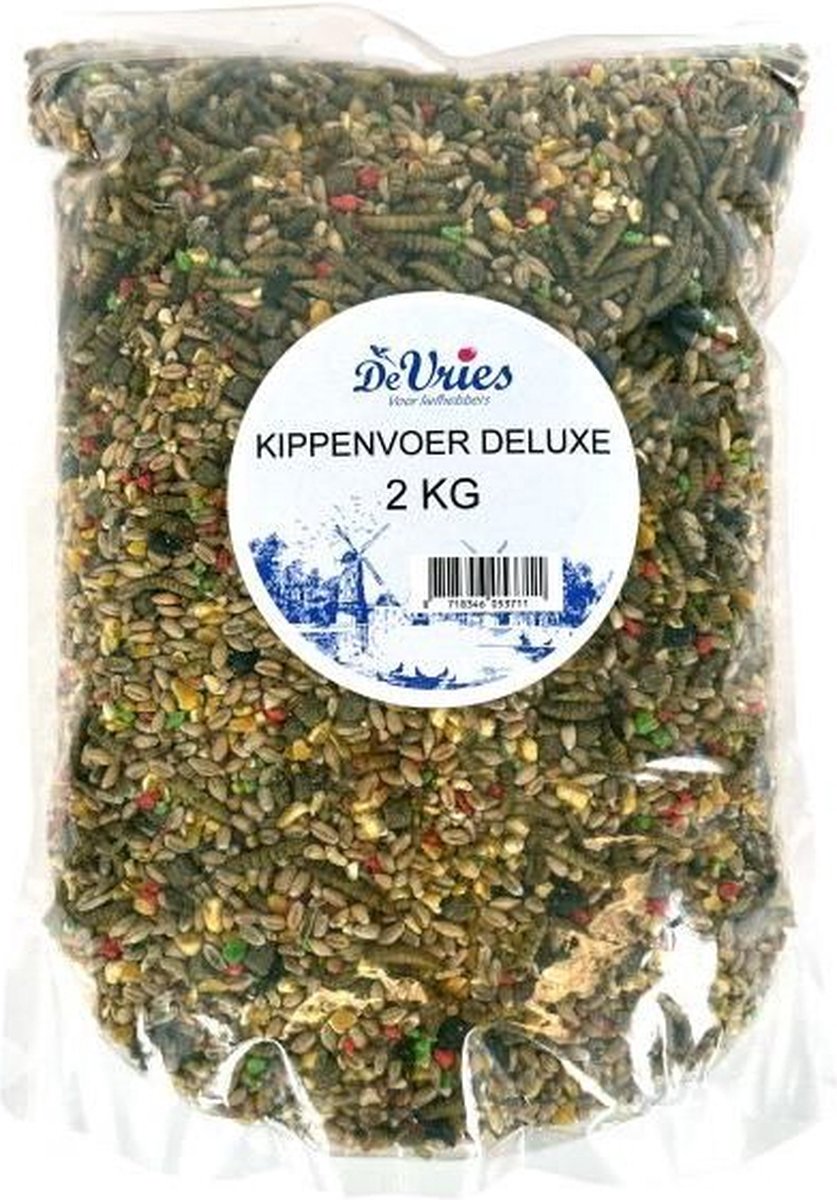 De Vries Kippenvoer Deluxe - 2 kg | Volledig Diervoeder voor Gelukkige en Gezonde Kippen