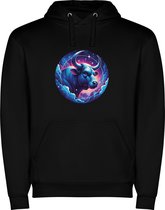 Zwarte unisex hoodie met “ Kleurrijke Sterrenbeeld Stier – Astrologie – Horoscoop – Zodiac Signs “ Print Full Color merk Roly maat L