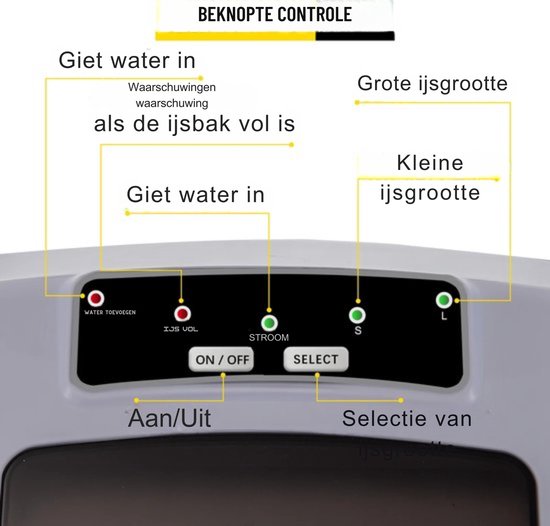 RVS Ijsblokjesmachine - Elektrisch - Professioneel - Verschillende Grootte Blokjes - Zwart van Nuvance — afbeelding 5