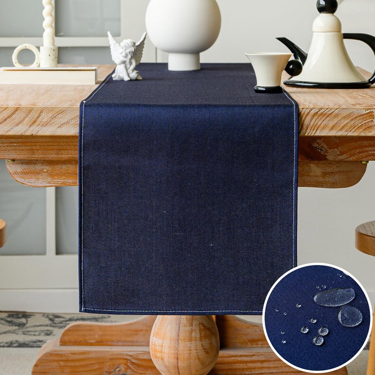 La'Moussawi ® Tafelloper voor Stijlvolle Tafeldecoratie in Moderne Blauwe Tint, Waterafstotend en Afwasbaar