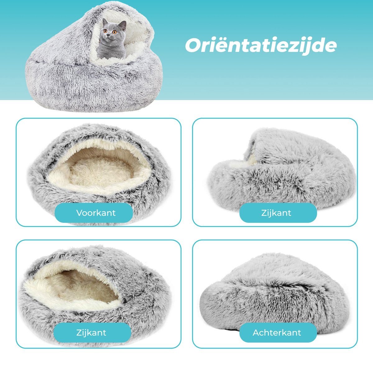 Kattenmand - Kattenbed - Kattenmandje Poes - Kattentunnel Pluche - Poezenmand - Kattenspeelgoed - Reismand Kat - Inclusief 3 Kattenspeeltjes – foto 7
