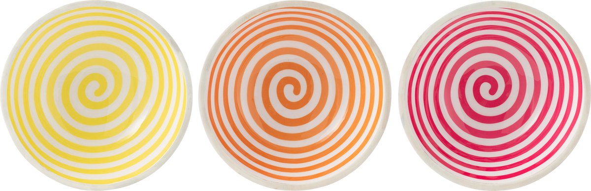 J-Line kom Spiraal - hout - roze/oranje/geel - large - 3 stuks