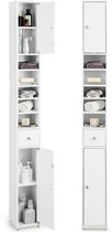 COSTWAY Badkamerkast hoog kast smal, Opbergkast met 2 deuren, 1 lade en verstelbare planken, ruimtebesparend badkamerrek voor badkamer, woonkamer, keuken, 20 x 20 x 180 cm