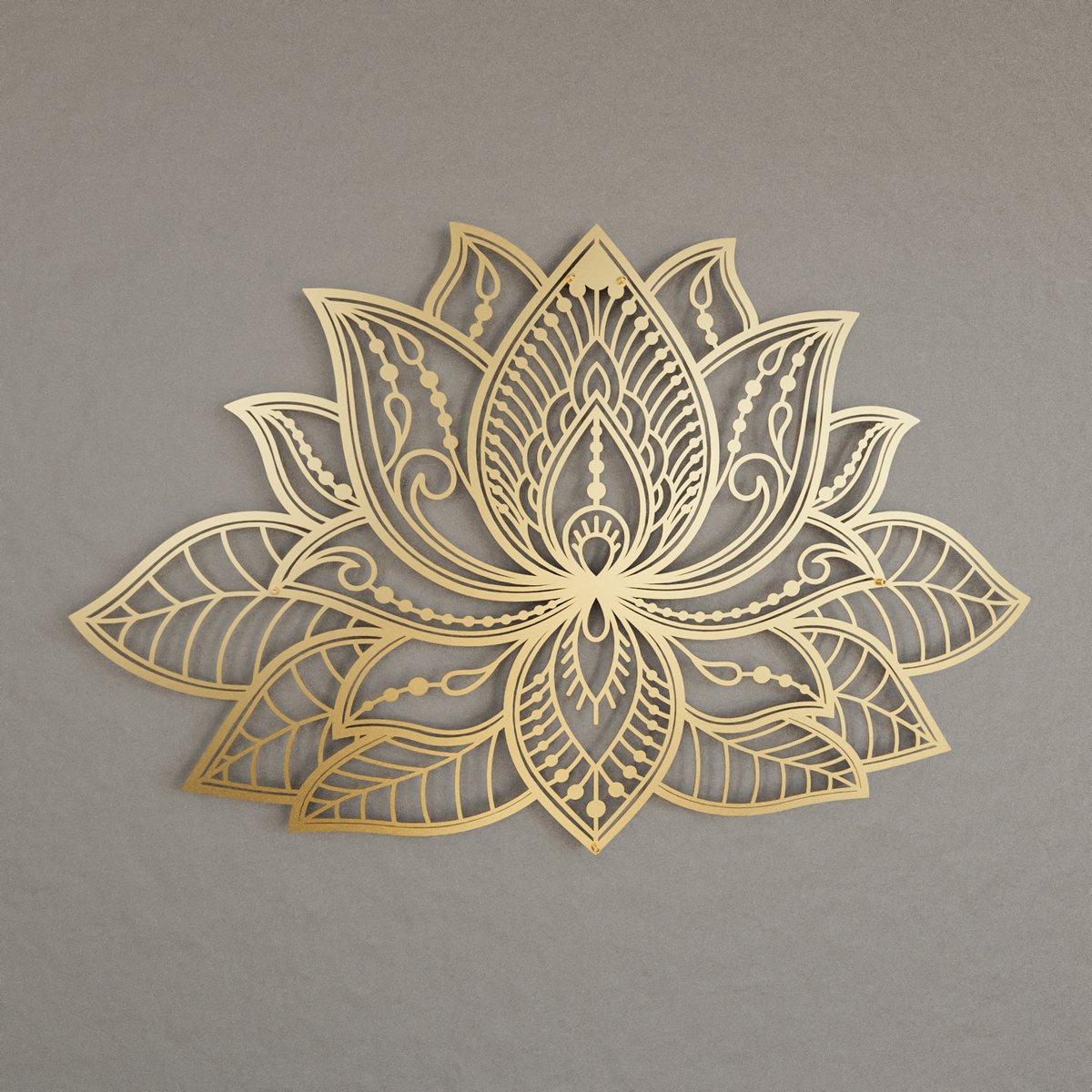 Colorfull Worlds - Metalen Mandala - Wanddecoratie - Lotusbloem Wanddecoratie - Housewarming Gift - Metalen Wandbord - Goud