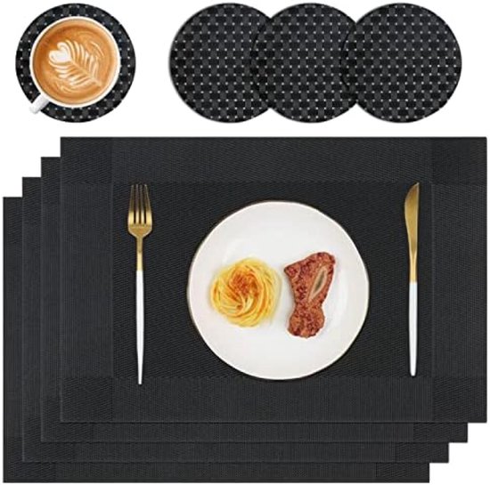 Set van 4 hittebestendige placemats van kurk voor eettafel