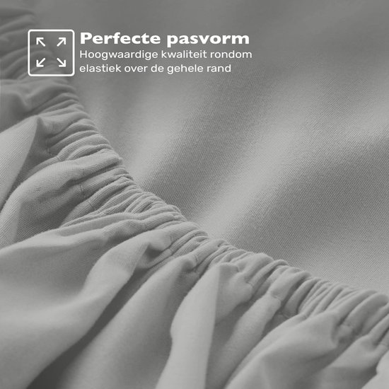 Hoeslaken 200x200 / 220 Katoen - Jersey - Plus de couleurs - Sans repassage - Longue durée de vie - Grijs