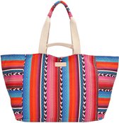 Zebra Trends Richelle Strandtas XL - Ritssluiting - Schoudertas - Ritsvak - Shopper - Zomertas - Multi fuchsia