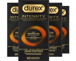 Durex Intensity Condooms - Nieuwste generatie ultradunne, latexvrije condooms voor mannen – Gedeelde lichaamswarmte - 4 x 10 stuks - Voordeelverpakking