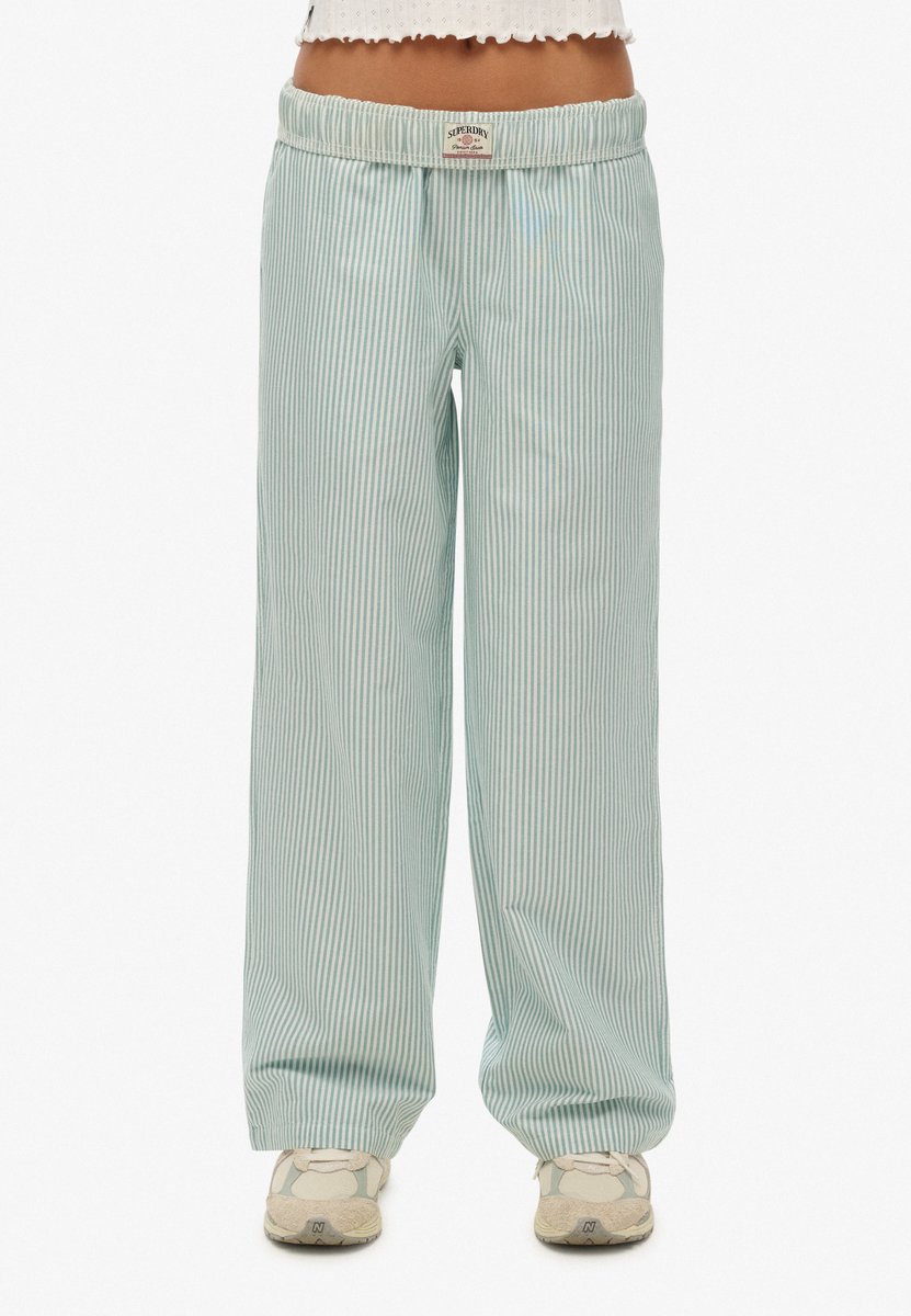 Superdry Elastische broek van gestreept biologisch katoen Dames Broeken Peppermint Chalk Stripe
