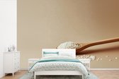 Behang - Fotobehang Lepel - Rijst - Hout - Beige - Breedte 390 cm x hoogte 260 cm