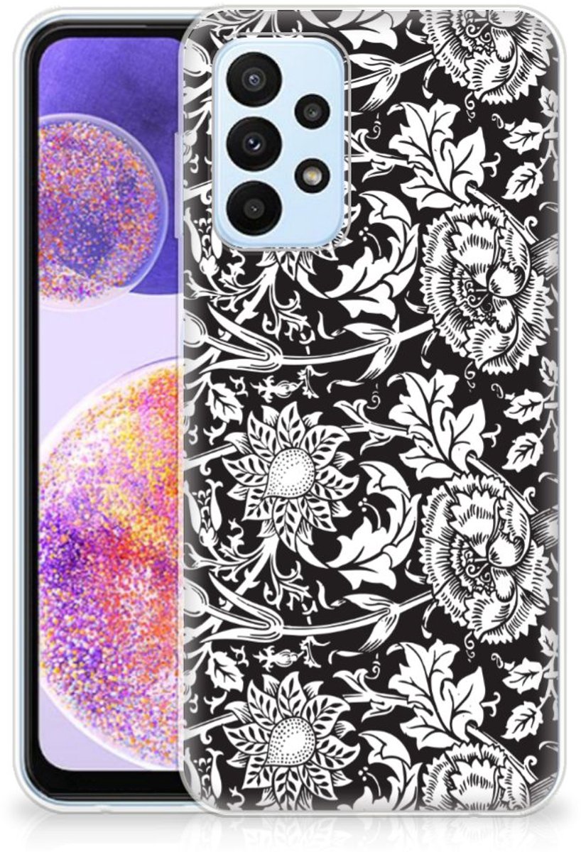 TPU Hoesje voor Samsung Galaxy A23 TPU Case Black Flowers