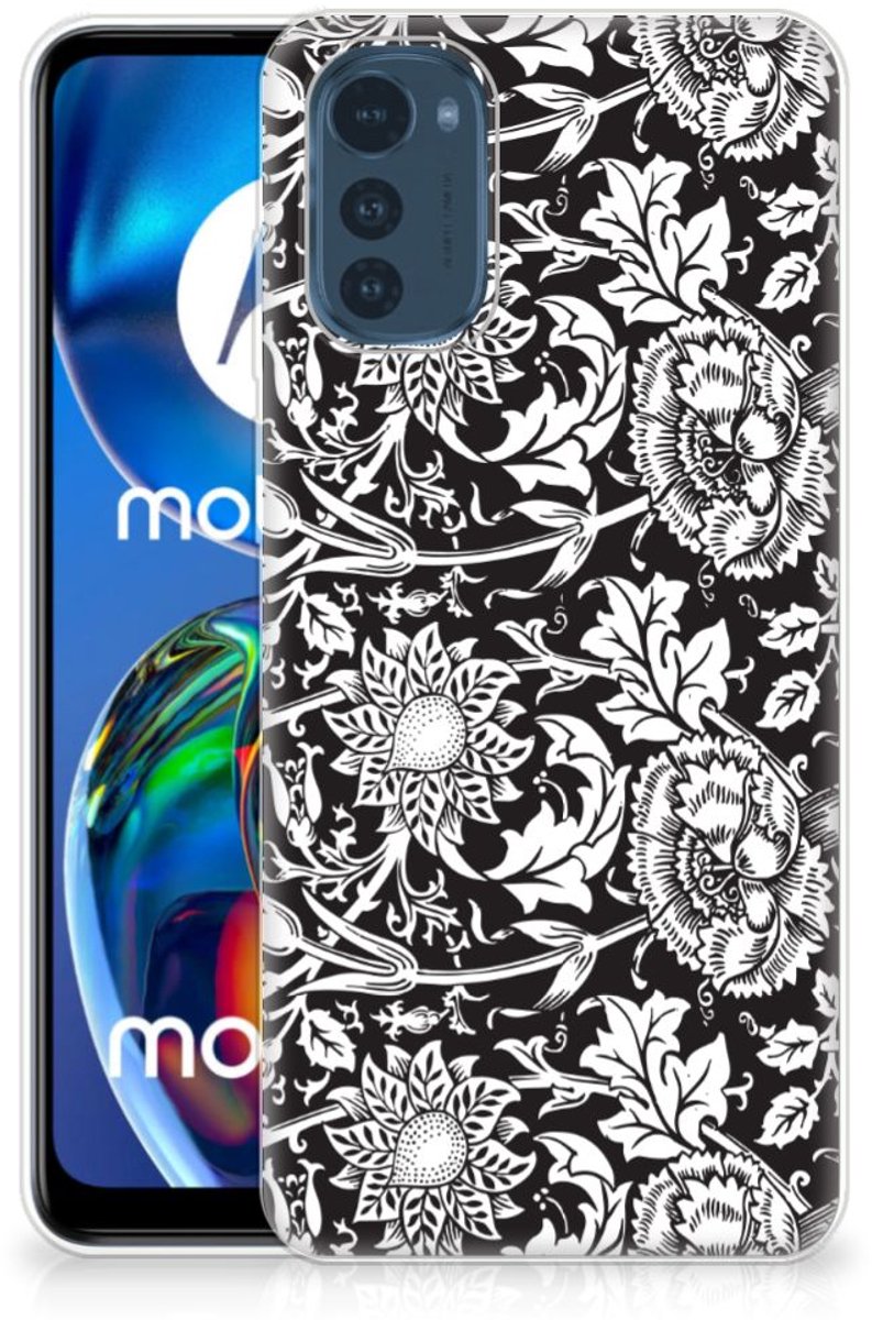 Back Cover voor Motorola Moto E32/E32s TPU Case Black Flowers