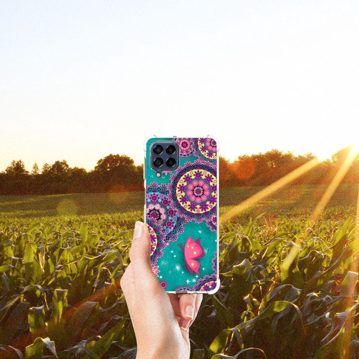 TPU Case Anti-Shock voor Samsung Galaxy M53 Back Cover Cirkels en Vlinders