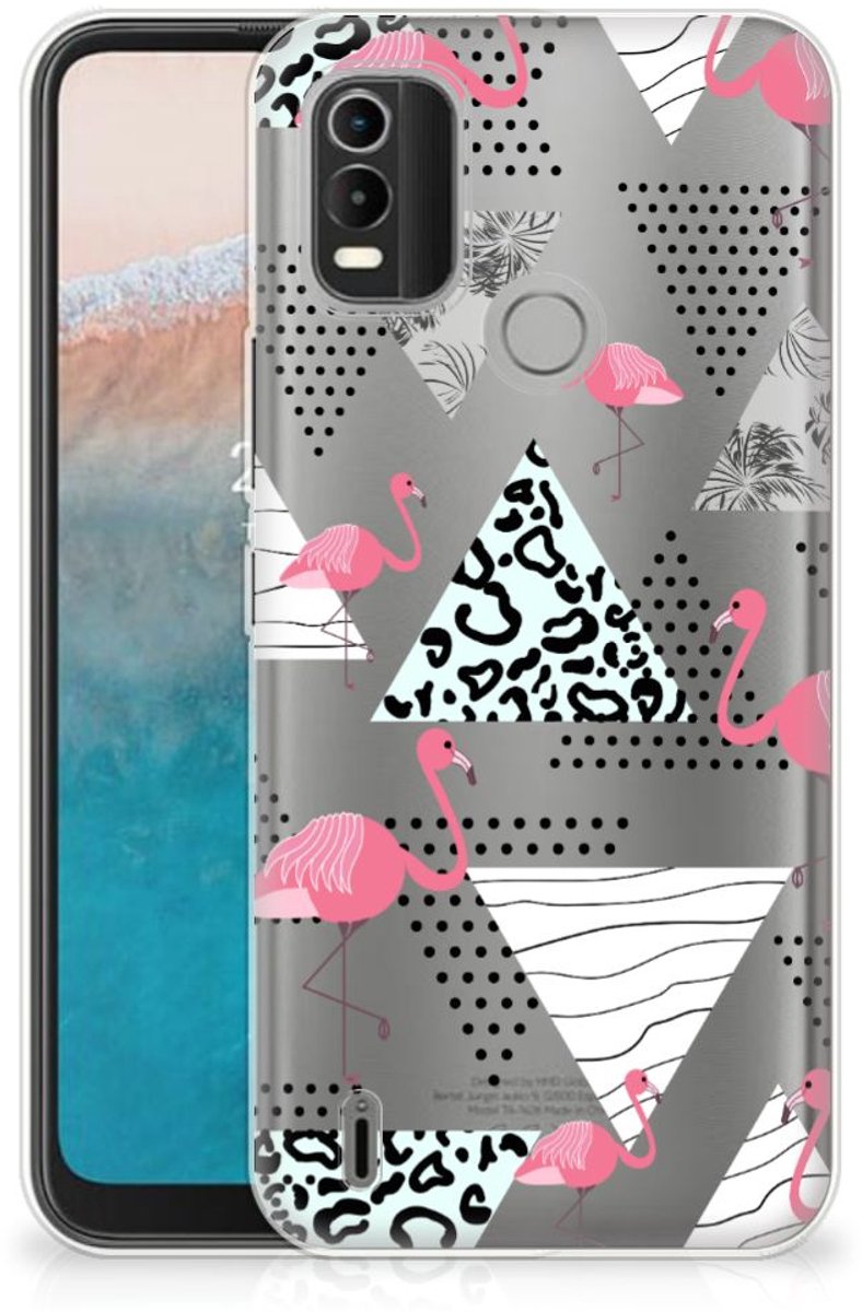 Nokia C21 Plus TPU Hoesje Flamingo Triangle