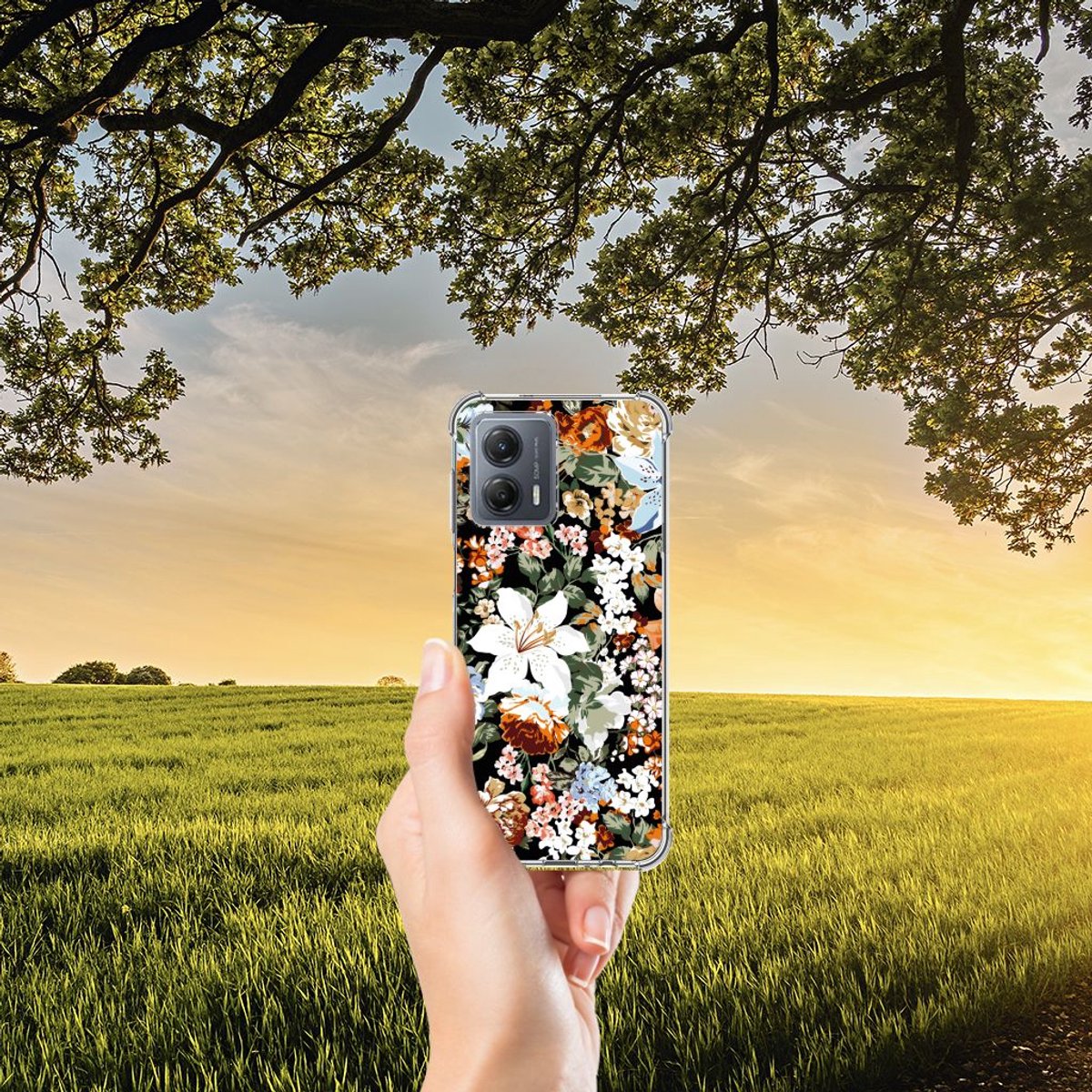 Case voor Motorola Moto G53 Dark Flowers