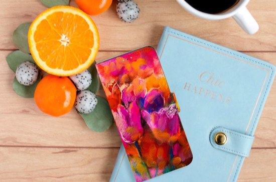 Coque OPPO Reno8 Pro Cuir PU Premium Housse Portefeuille Coque pour Tulipes