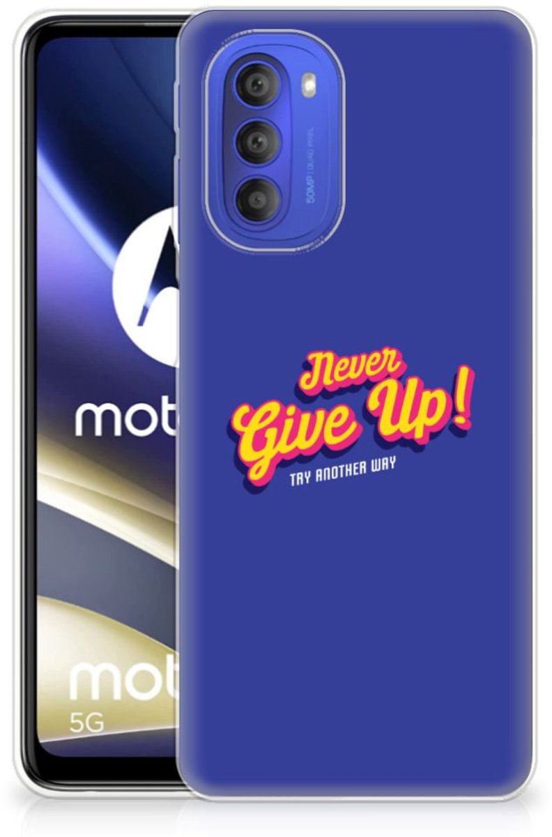 Motorola Moto G51 5G Siliconen hoesje met naam Never Give Up