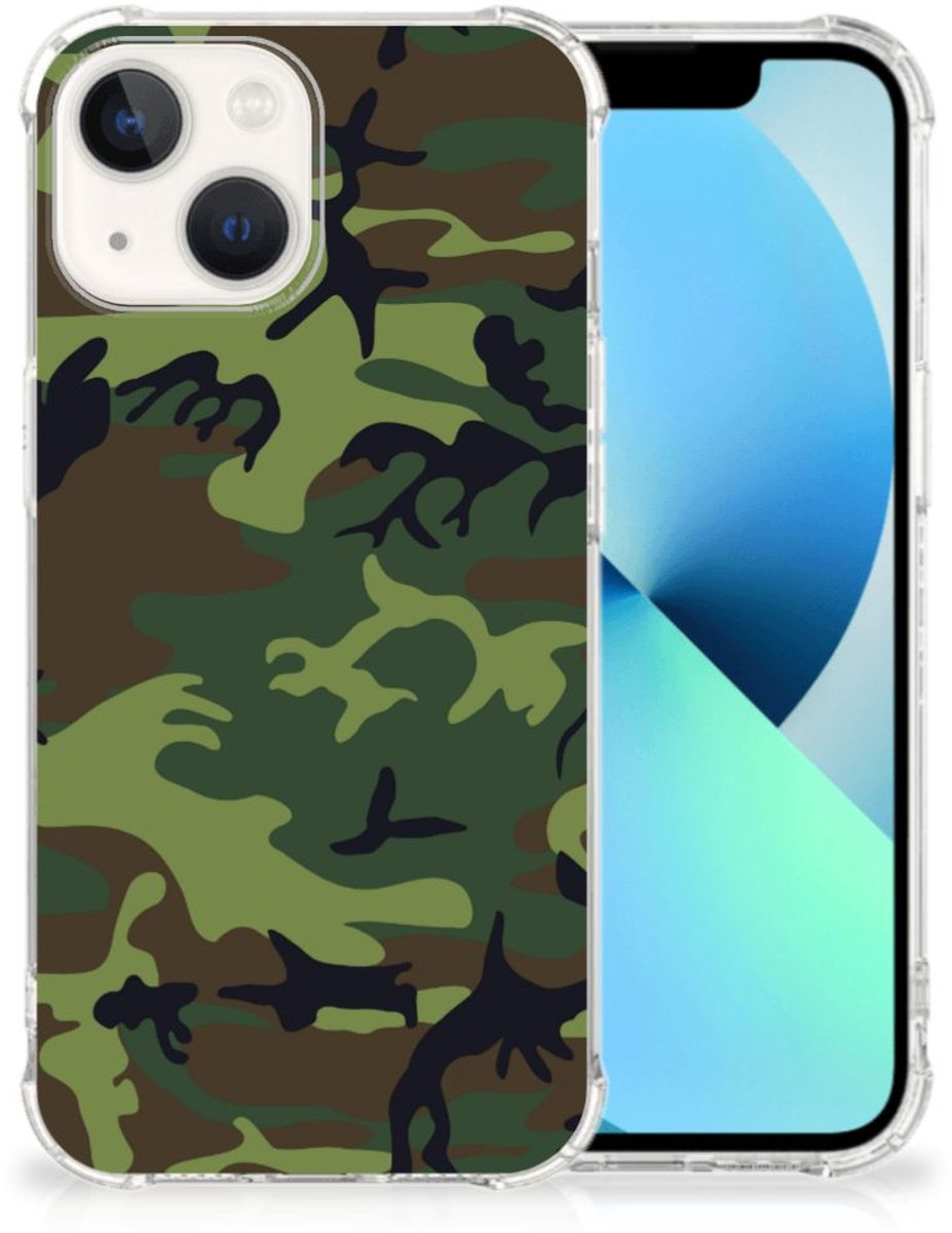 iPhone 13 Doorzichtige Silicone Hoesje Army Dark