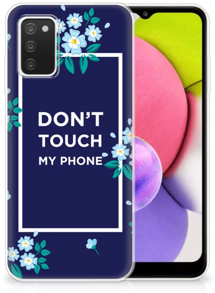 Samsung Galaxy A03S Silicone-hoesje Flowers Blue DTMP