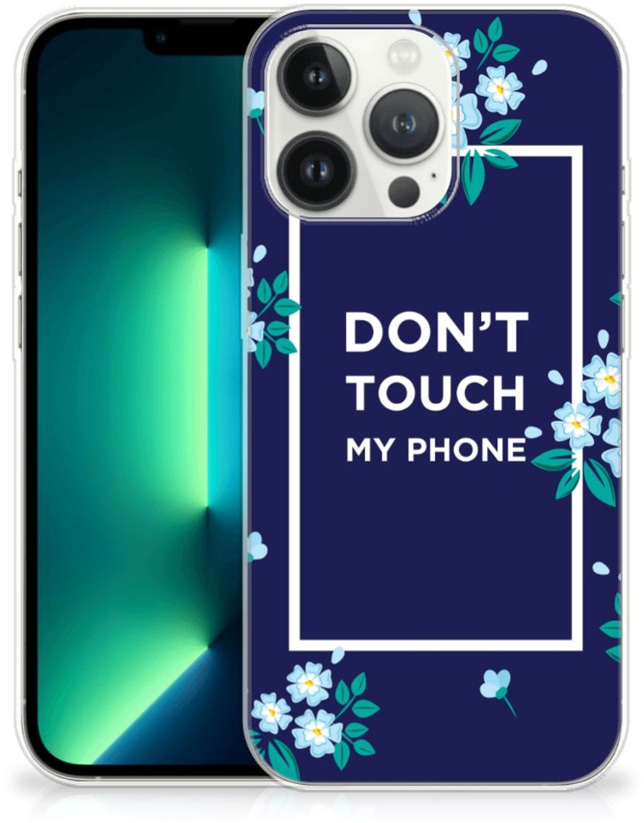 iPhone 13 Pro Max Silicone-hoesje Flowers Blue DTMP