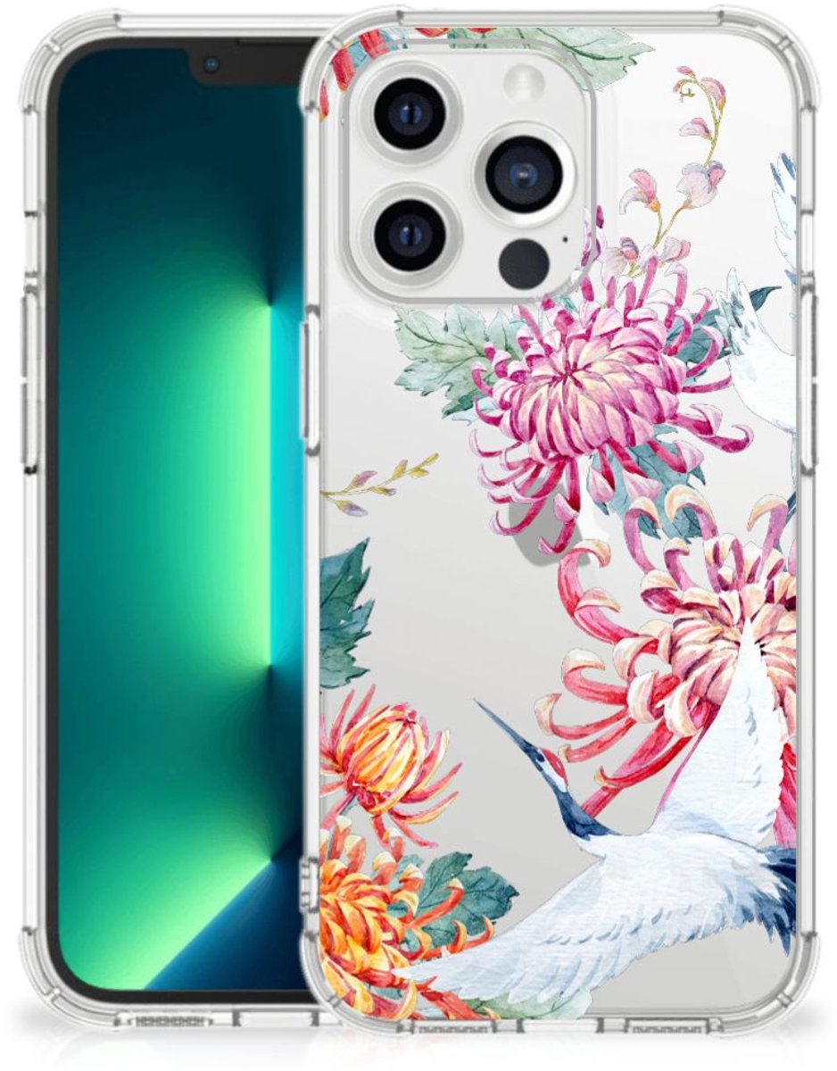 iPhone 13 Pro Max Case Anti-shock Bird Flowers