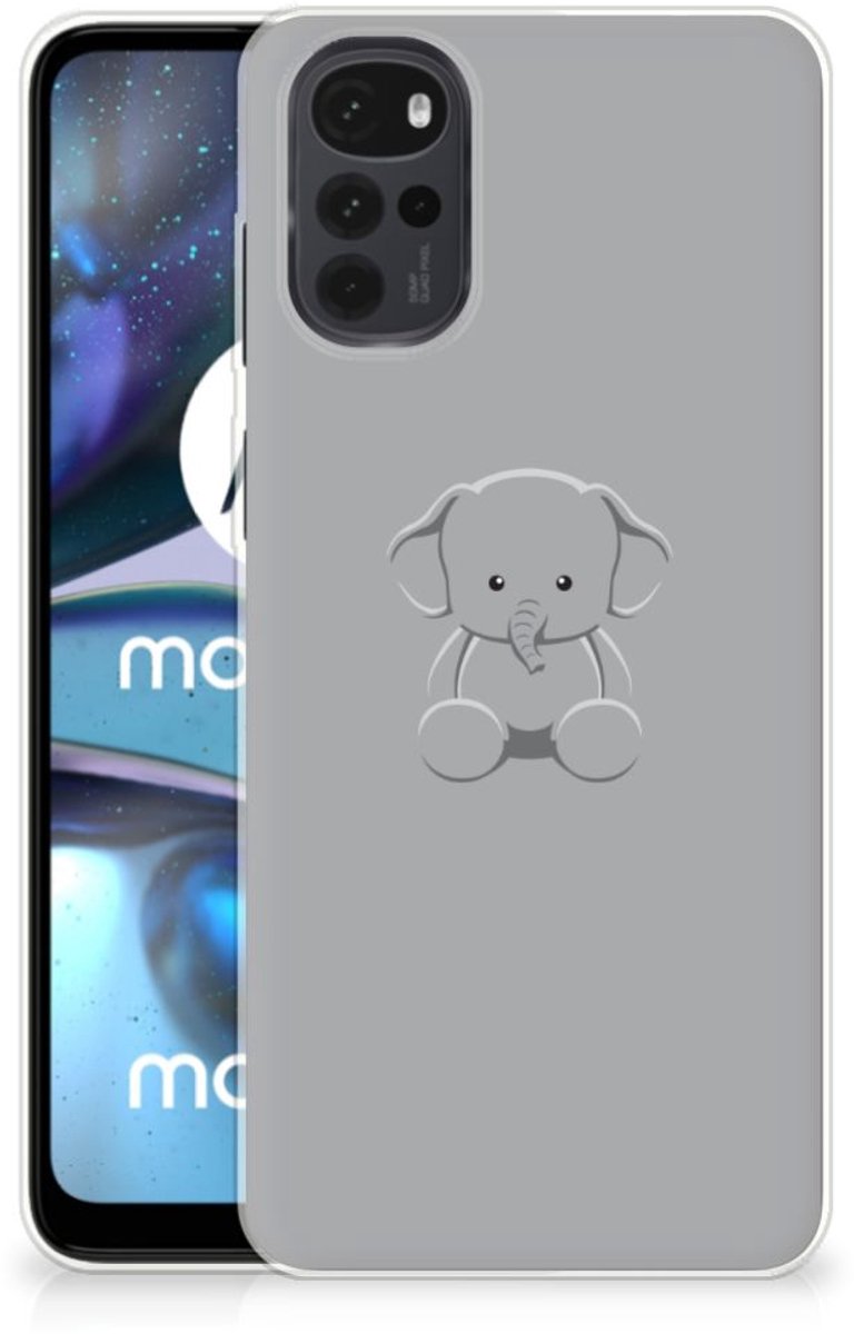 Motorola Moto G22 Telefoonhoesje met Naam Grijs Baby Olifant
